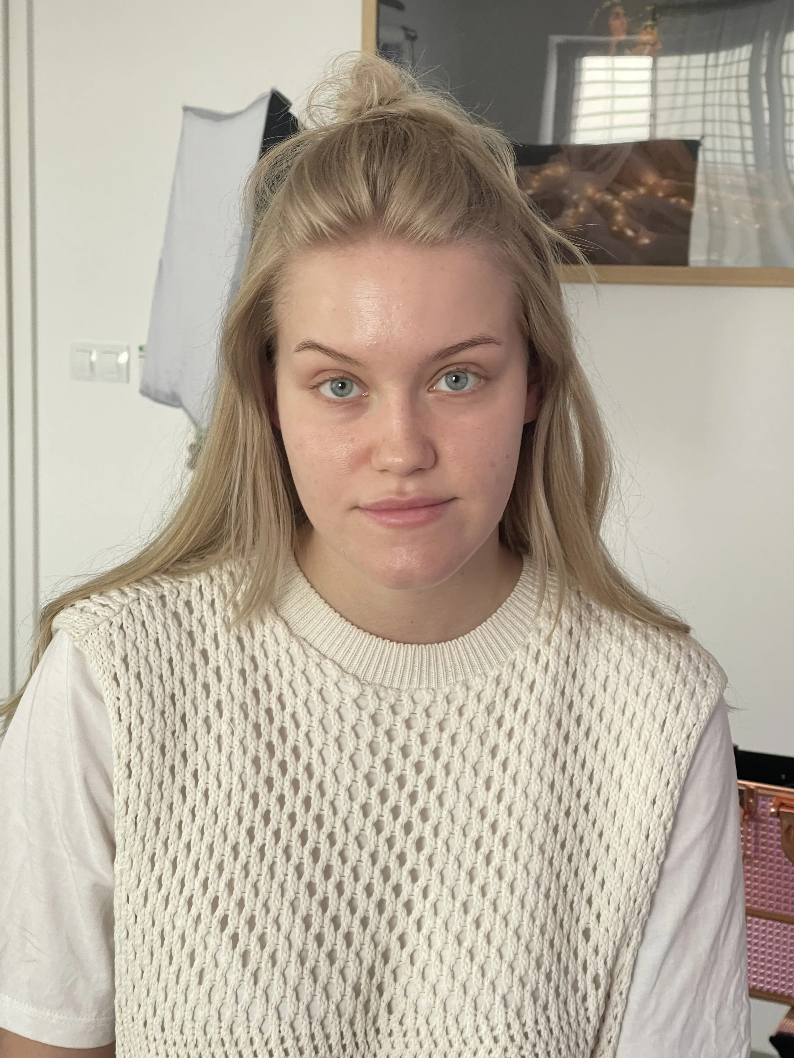 Výraznější večerní look – sjednocená pleť a oči - před aplikací make-upu (přirozený vzhled)